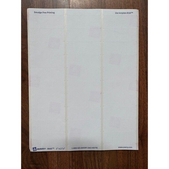 Avery 8460 & 8160 Address Labels 240 Labels 1" x 2 5/8" - Picture 2 of 9